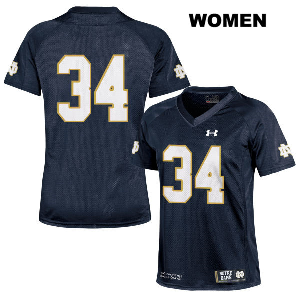 Women's NCAA Notre Dame Fighting Irish #34 Jahmir Smith Stitched College Under Armour Authentic Navy No Name Football Jersey AP10A14CV